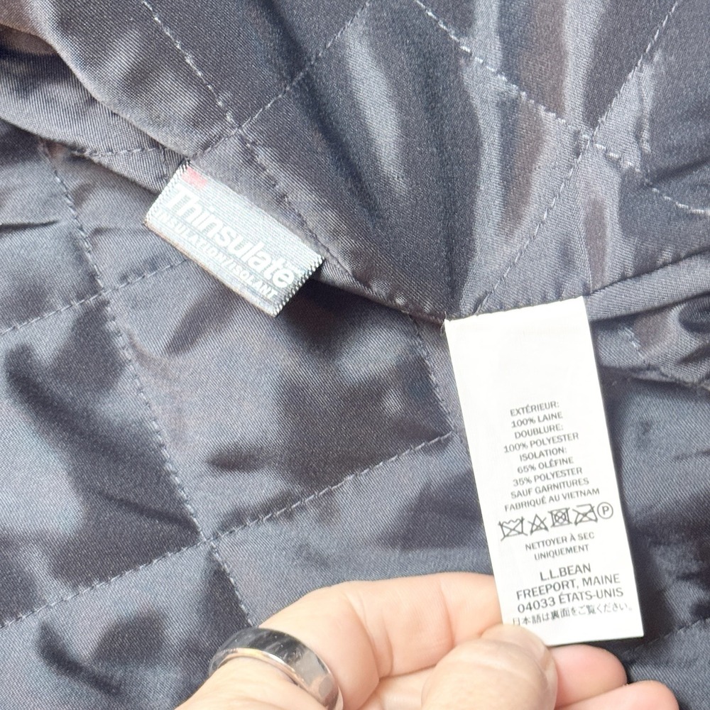 LL Bean Womens Wool Duffel Coat 2X Hooded Toggle Italian Bellandi Purple 284400 - Picture 8 of 13